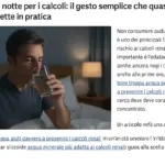 Idratarsi di notte per i calcoli: il gesto semplice che quasi nessuno mette in pratica
