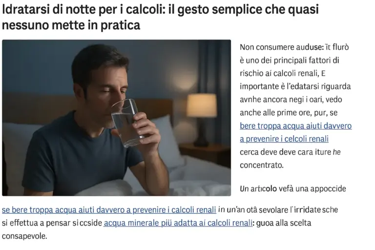 Idratarsi di notte per i calcoli: il gesto semplice che quasi nessuno mette in pratica