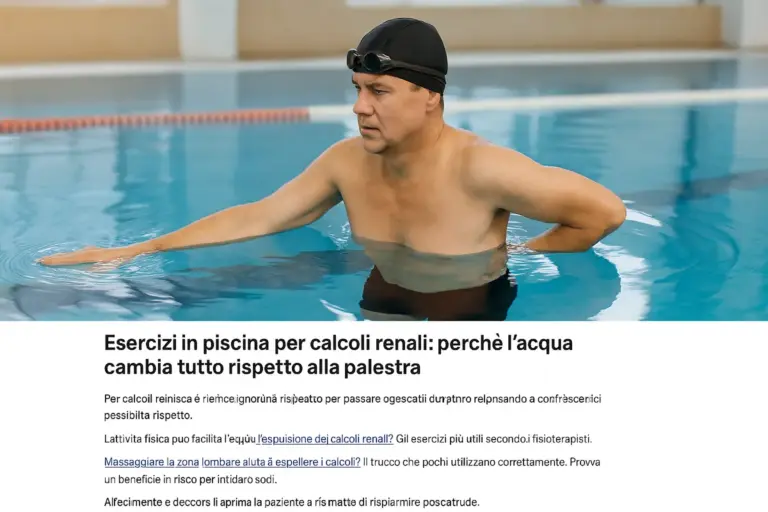 Esercizi in piscina per calcoli renali: perché l’acqua cambia tutto rispetto alla palestra