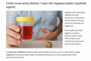Urine rosse senza dolore e calcoli renali: il caso che inganna anche i pazienti esperti