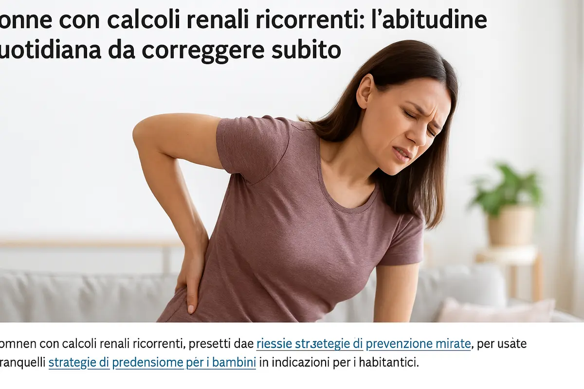 Donne con calcoli renali ricorrenti: l’abitudine quotidiana da correggere subito