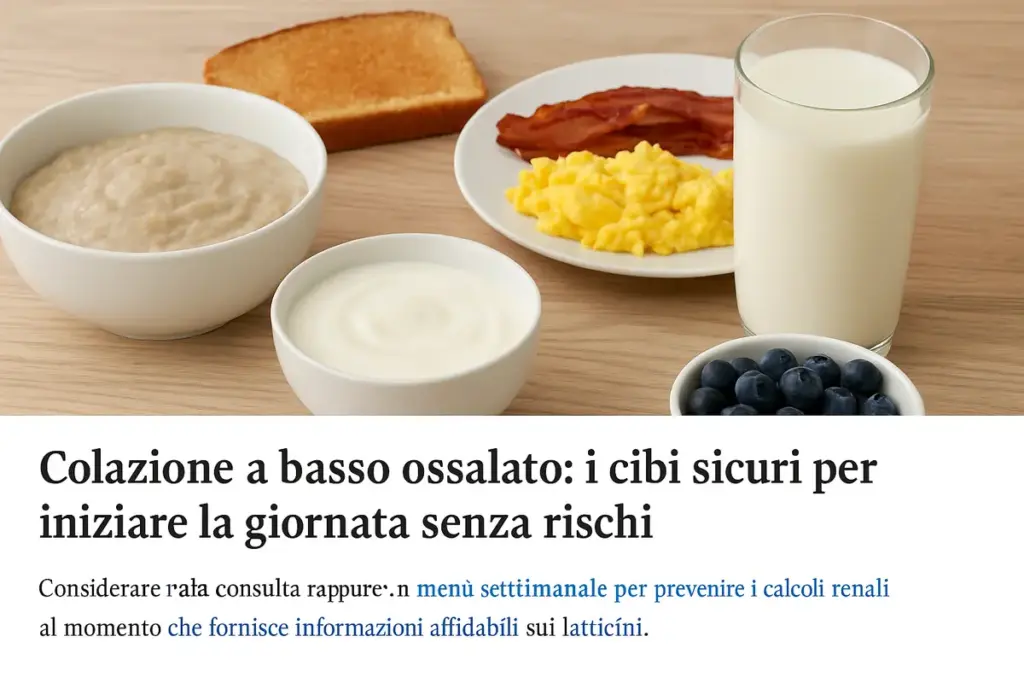 Colazione a basso ossalato: i cibi sicuri per iniziare la giornata senza rischi