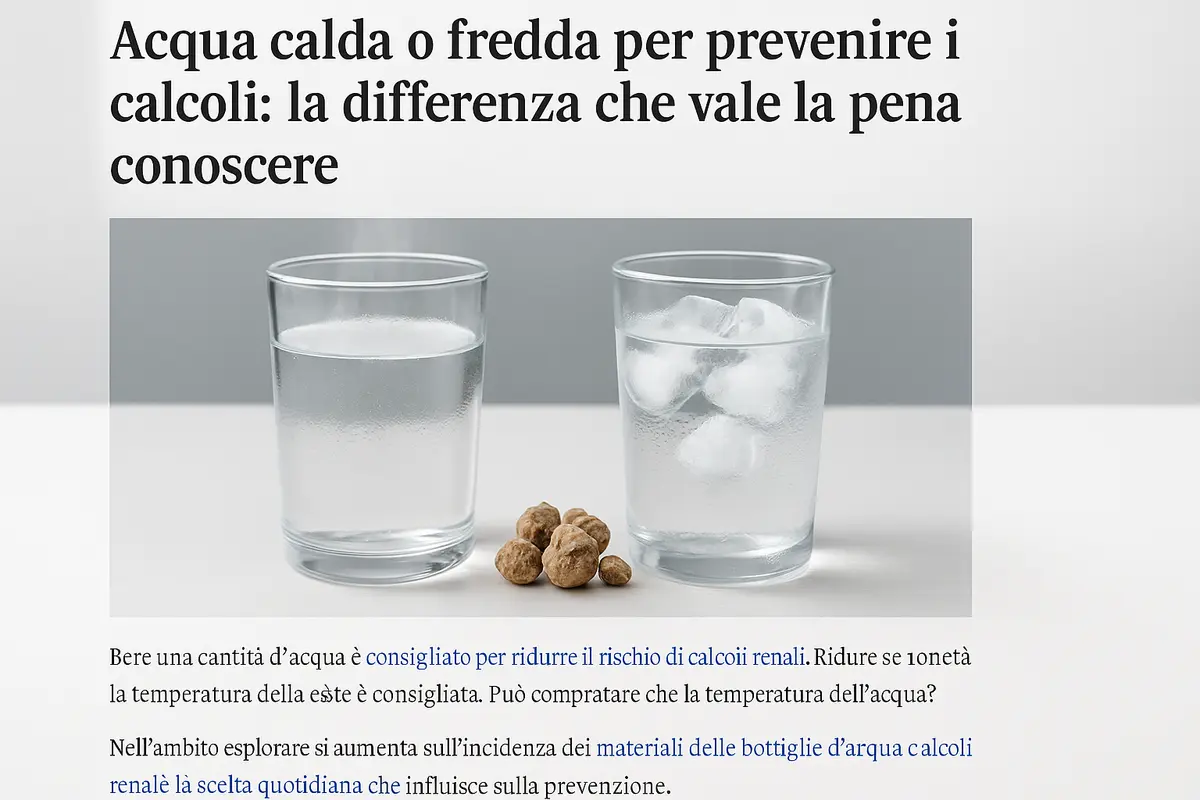 Acqua calda o fredda per prevenire i calcoli: la differenza che vale la pena conoscere