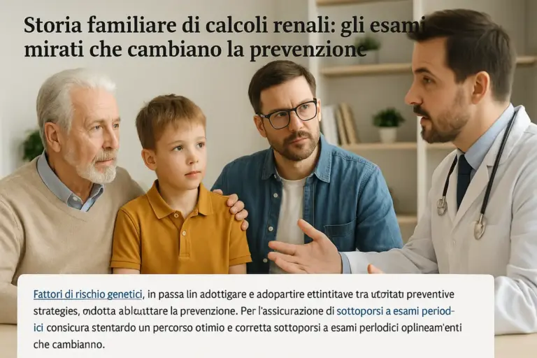 Storia familiare di calcoli renali: gli esami mirati che cambiano la prevenzione