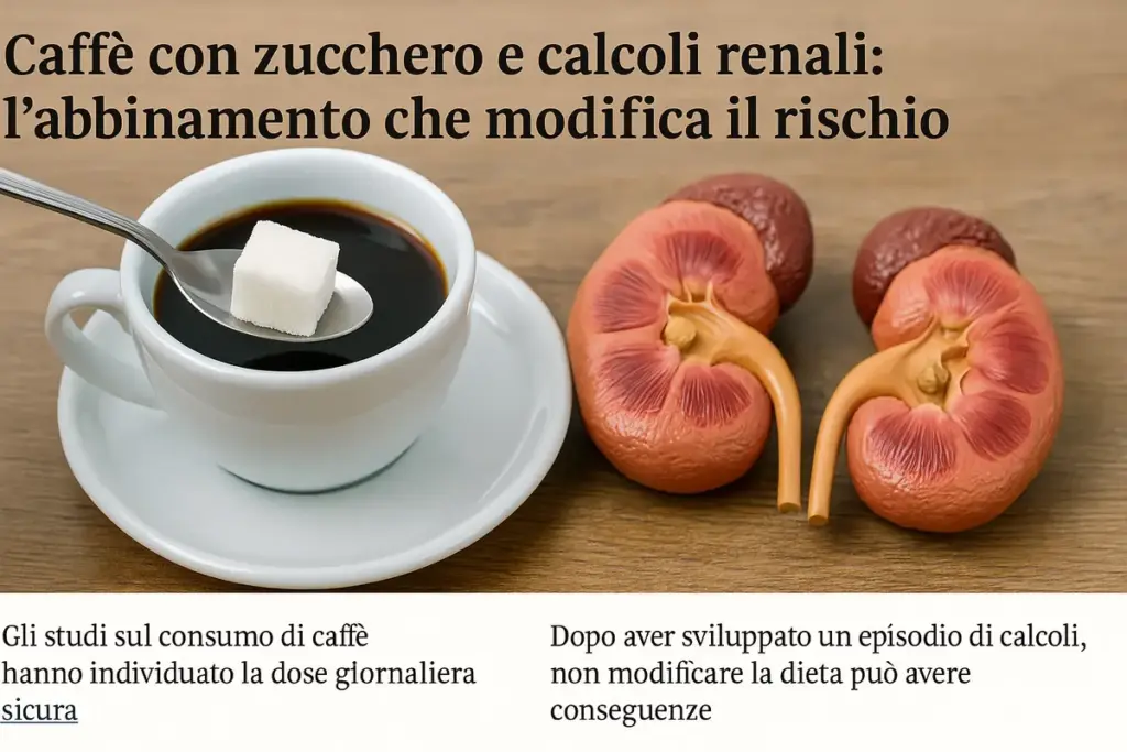 Caffè con zucchero e calcoli renali: l’abbinamento che modifica il rischio