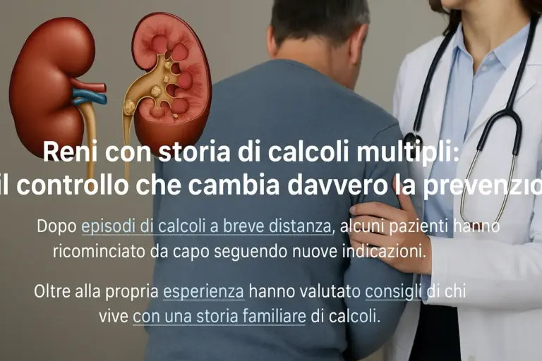 Reni con storia di calcoli multipli: il controllo che cambia davvero la prevenzione