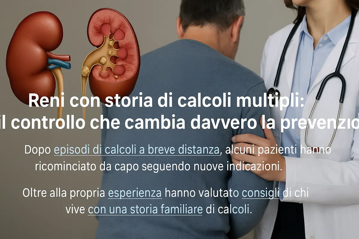 Reni con storia di calcoli multipli: il controllo che cambia davvero la prevenzione
