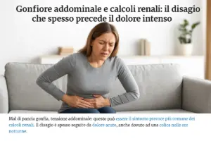 Gonfiore addominale e calcoli renali: il disagio che spesso precede il dolore intenso