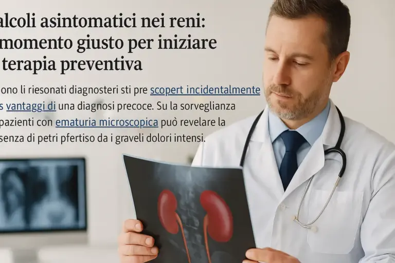 Calcoli asintomatici nei reni: il momento giusto per iniziare la terapia preventiva